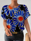 Japanese Flower Art Pattern Casual T Shirt elevenforest