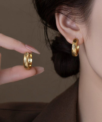 Gold Copper Overgild Print Hoop Earrings