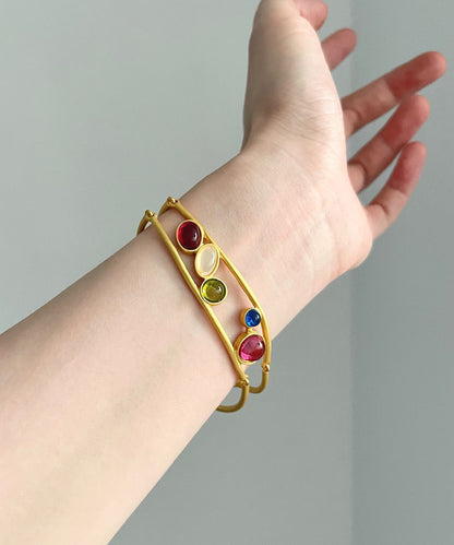 Gold Copper Alloy Hollow Out Diamond Bracelet