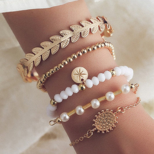 Daily Pearl Bracelets Five Piece Set