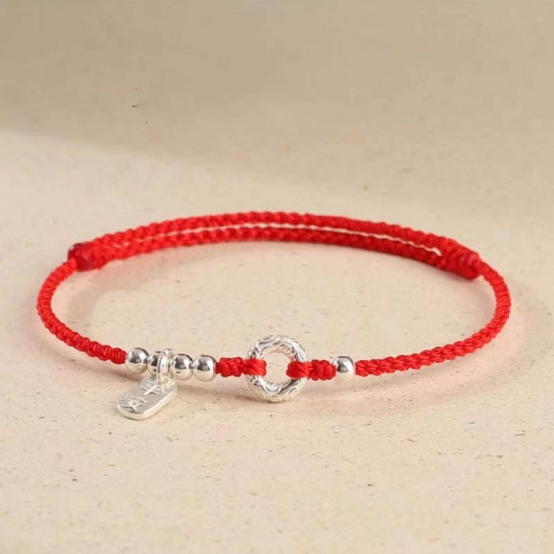 Buddha Stones 925 Sterling Silver Auspicious Clouds Peace Buckle Safe and Sound Bracelet Anklet