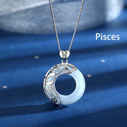 925 Sterling Silver Cat's Eye Zodiac Necklace for Love Support