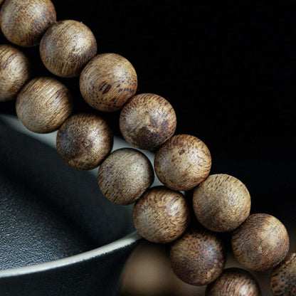 108 Bead White Qinan Agarwood Wood Mala Bracelet Calm Strength