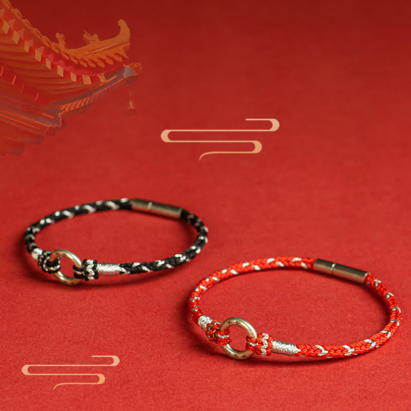 Red String Safety Bracelet | Sterling Silver Luck Charm