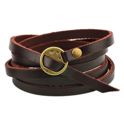 Buddha Stones Multi-layer Leather Buckle Confidence Bracelet