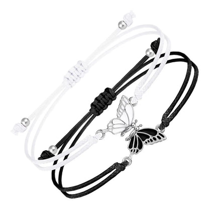 Buddha Stones 2pcs Handmade Braided Rope Butterfly Freedom Bracelet