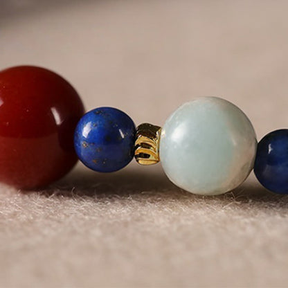 Buddha Stones Small Lazurite Lapis Lazuli Agate Ultra-thin Beads Positive Bracelet