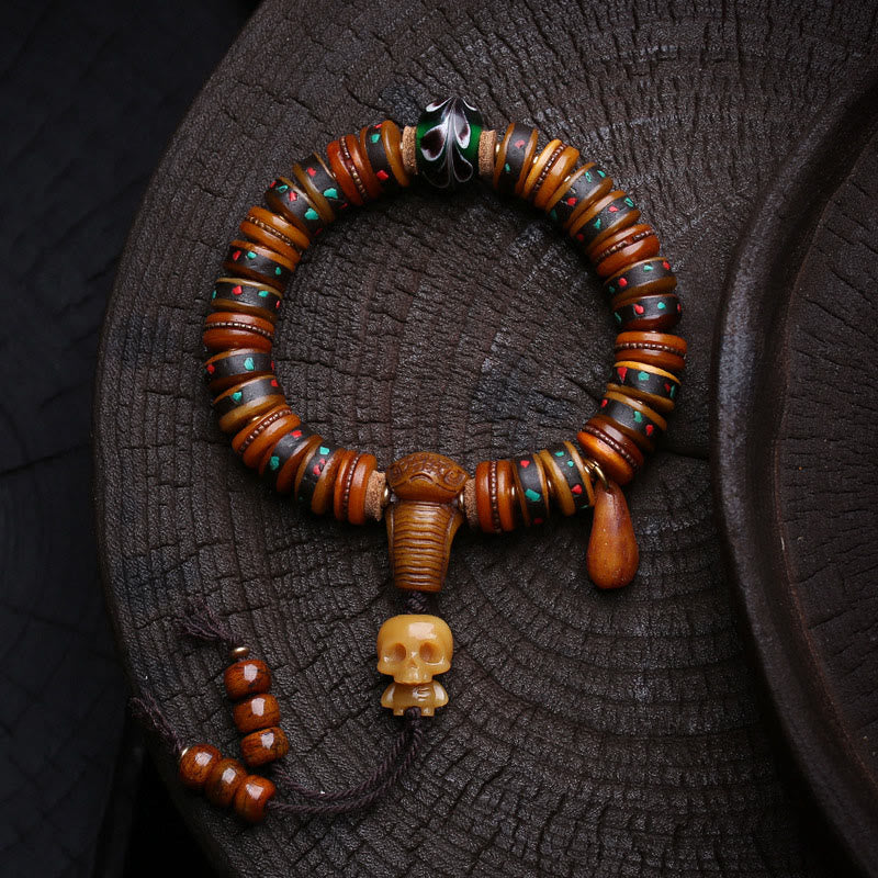 Buddha Stones Tibet Bone Beads the Lord of the Corpse Forest Reminders of Our Impermanence Bracelet
