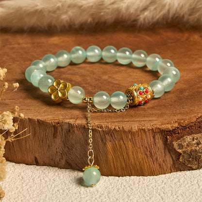 Buddha Stones Tibetan White Agate Crystal Stone Flowers Positivity Bracelet