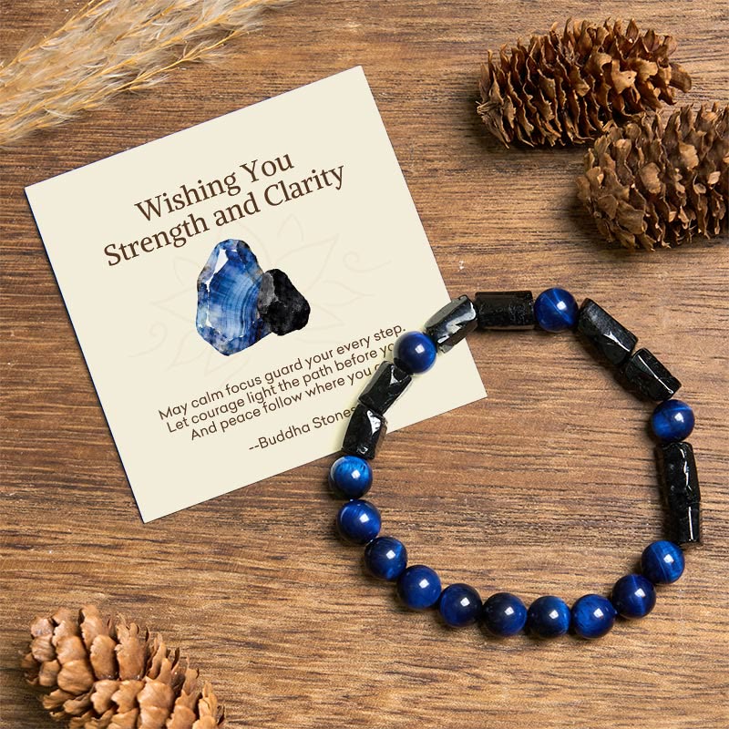 Buddha Stones "wishing You Strength and Clarity" Blue Tiger Eye Bracelet Includes Gift Message Card