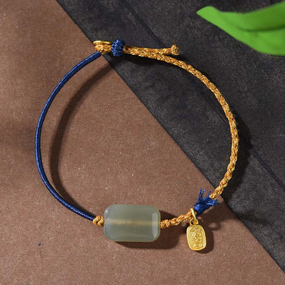 Buddha Stones 925 Sterling Silver Hetian Jade Prosperity Bracelet