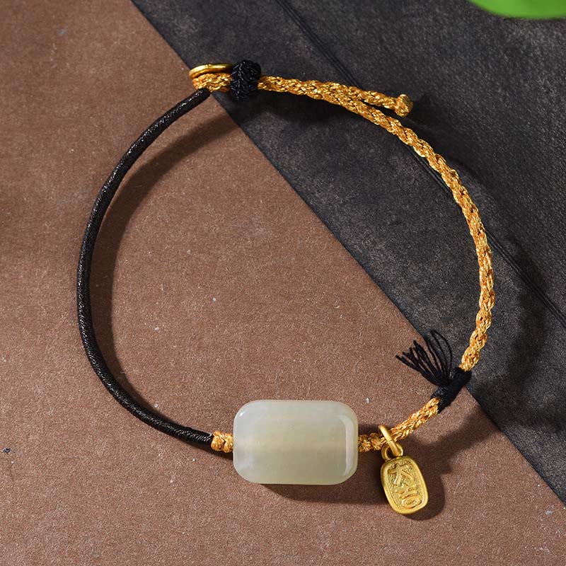 Buddha Stones 925 Sterling Silver Hetian Jade Prosperity Bracelet