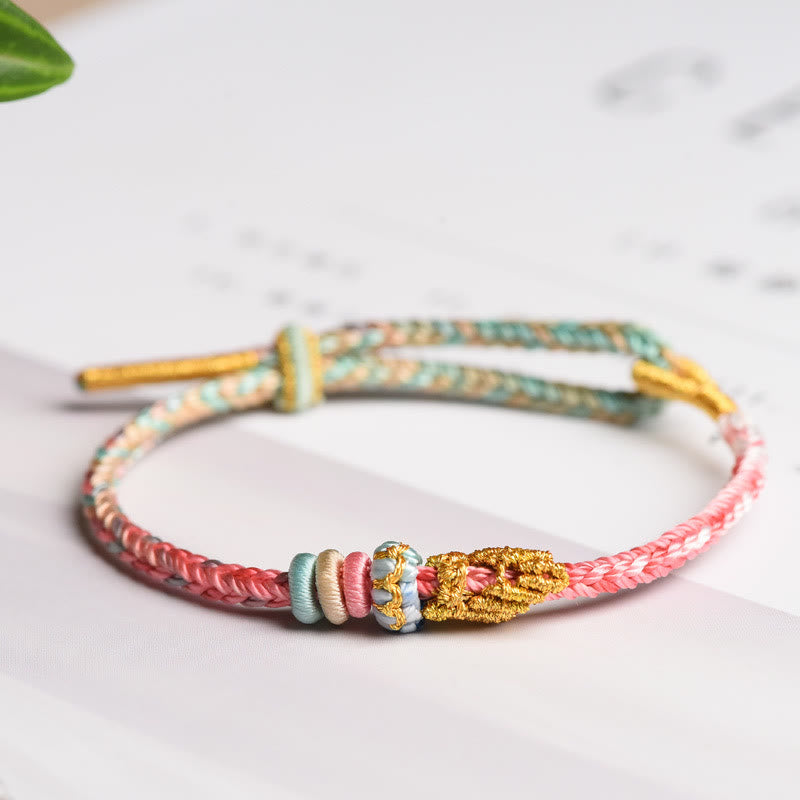 Buddha Stones Colorful Rope Eight Thread Peace Knot Luck Handmade Bracelet