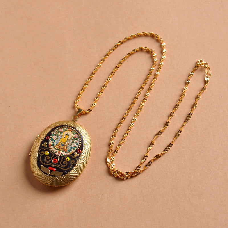 Buddha Stones Copper Kwan Yin Avalokitesvara Zakiram Wealth Pendant Necklace