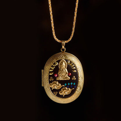 Buddha Stones Copper Kwan Yin Avalokitesvara Zakiram Wealth Pendant Necklace