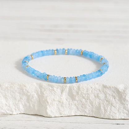 Buddha Stones Natural Aquamarine Fine 4mm Bead Pearl Serenity Bracelet