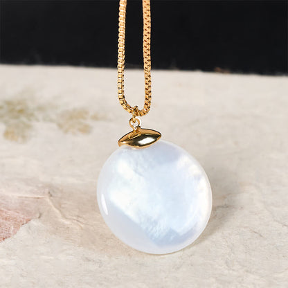 Buddha Stones Round Tridacna Stone Calm Necklace Pendant