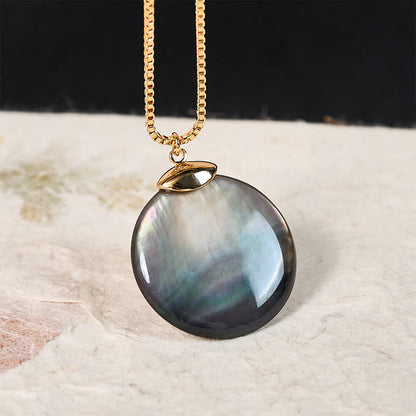 Buddha Stones Round Tridacna Stone Calm Necklace Pendant