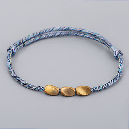 Buddha Stones Multiple Colors String Golden Copper Beads Balance Bracelet