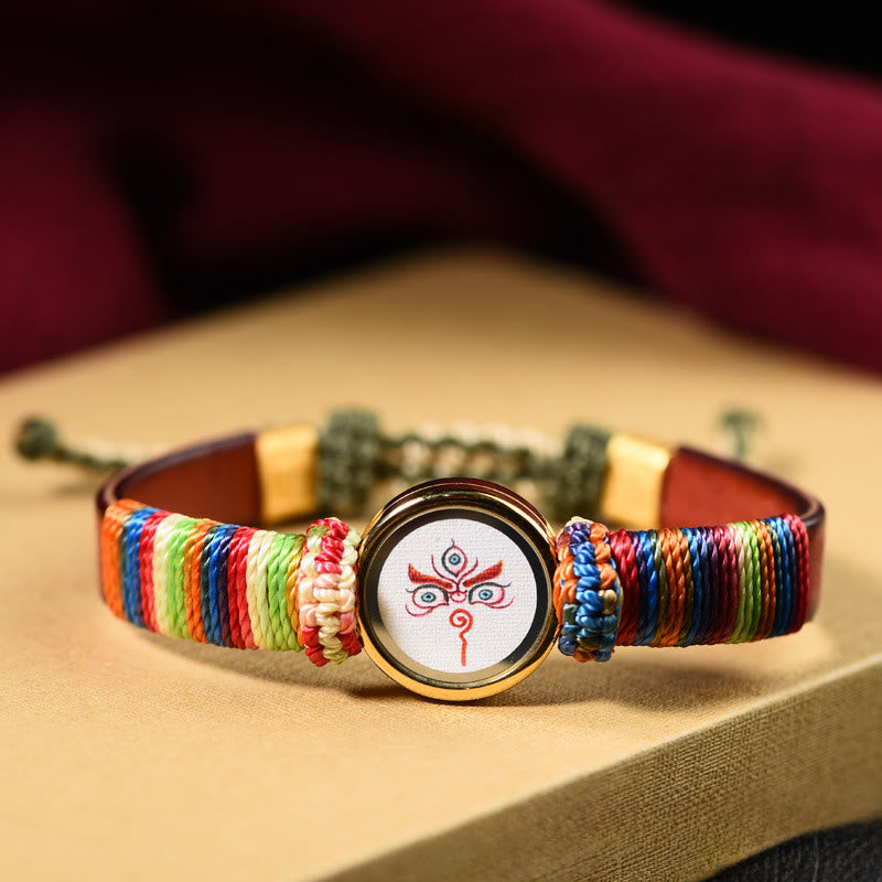 Buddha Stones Tibetan Five Directions Gods of Wealth Buddha Eye Blessing Bracelet