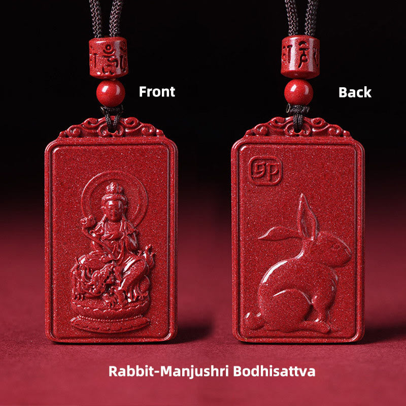Buddha Stones the Chinese Zodiac Natal Buddha Cinnabar Blessing Necklace Pendant