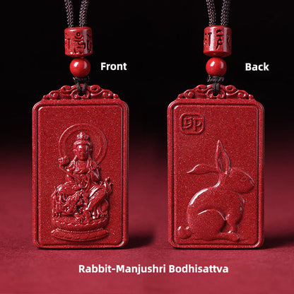 Buddha Stones the Chinese Zodiac Natal Buddha Cinnabar Blessing Necklace Pendant