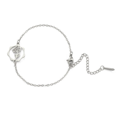 Buddha Stones Titanium Steel Birth Flower New Beginning Bracelet