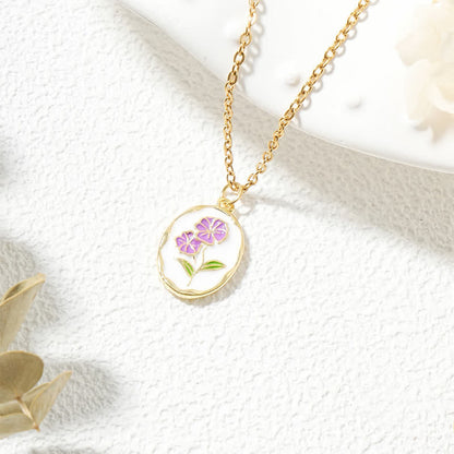 Buddha Stones Titanium Steel Birth Flower Strengthen Pendant Necklace