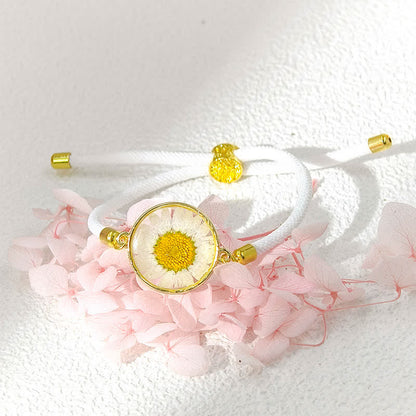 Buddha Stones Resin Handmade Birth Flower Adjustable Braided Rope Bracelet