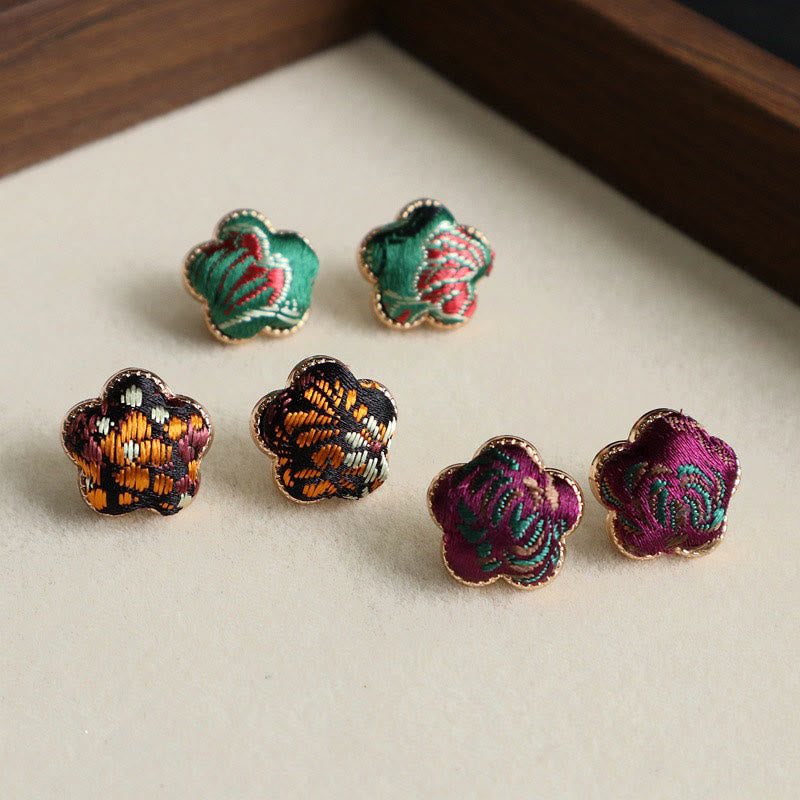 Buddha Stones Song Brocade Flower Balance Earrings