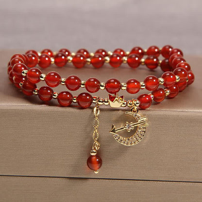 Buddha Stones Moon & Crown Purification Double Wrap Beaded Bracelet