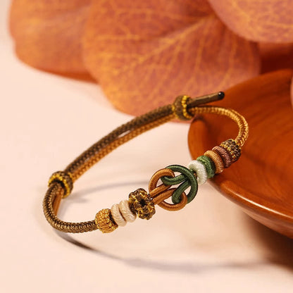 Buddha Stones Hand-woven "prosperous Universe" Knotting Prosperity Multicolor Cord Bracelet