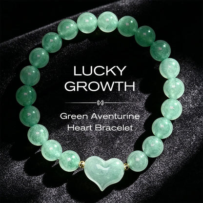Buddha Stones Natural Amethyst Green Aventurine Tiger Eye Strawberry Quartz Love Heart Spiritual Bracelet