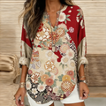 Comstylish Japanese Art Retro Plant Flower Printed Women's Top