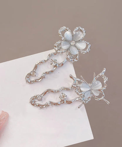 Silk Metal Zircon Hollow Out Butterfly Hairpin Two-piece Set