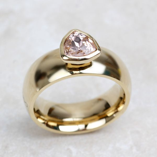 Pink Glass Gold Ring