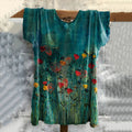 Vintage Embroidered Floral Art Cotton T-shirt elevenforest