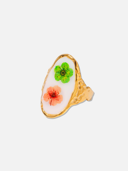 Spring Adjustable White Ring Set