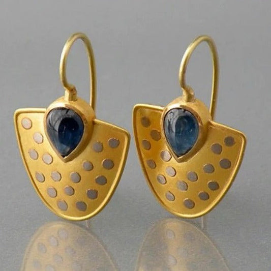Golden Blue Crystal Earrings