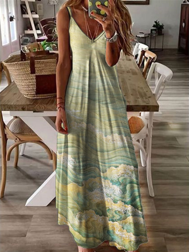 Waves Ancient Japanese Art Cami Maxi Dress elevenforest