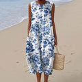 Women's Vintage Floral Art Print Midi Dress elevenforest