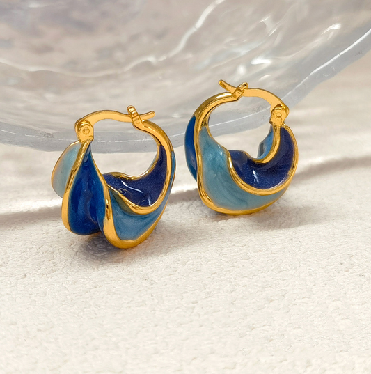 Handpainted Blue Earrings
