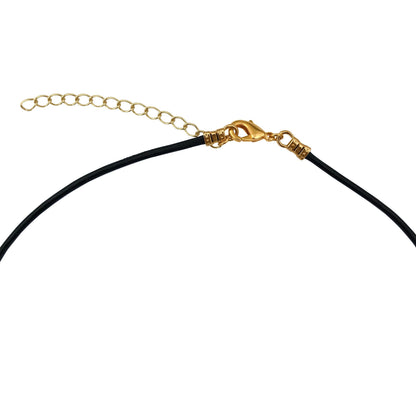 Dragonweave Equality Circle Charm Necklace and Earring Set, Gold Plated Black Leather Choker and Leverback Earrings