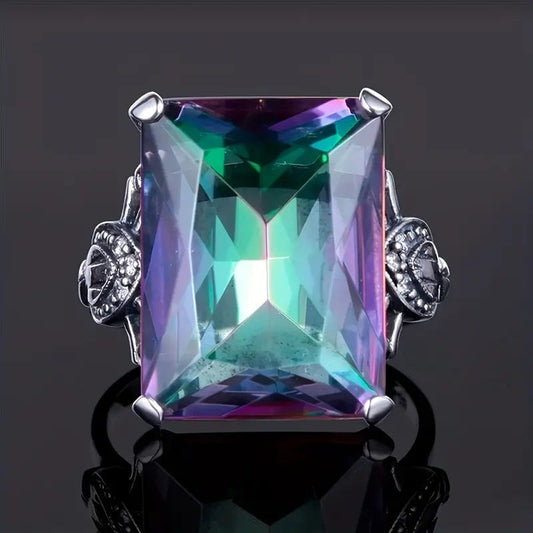 Colorful Square Glass Ring