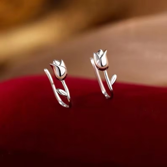 Silver Rose Earrings