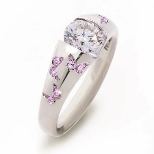 Purple Butterfly Zirconia Ring