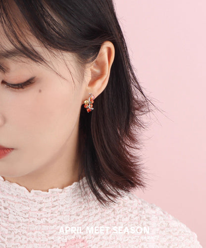 Red Copper Overgild Zircon Dripping Glaze Tomato Stud Earrings