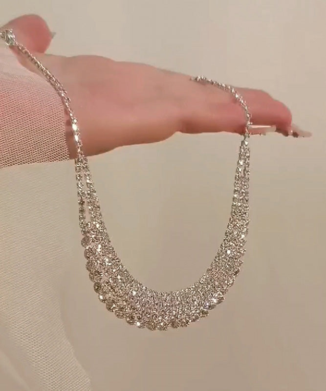 Silk Alloy Zircon Pendant Necklace