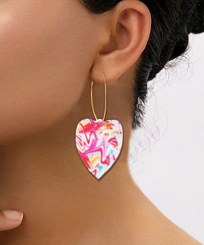 Gold Stainless Steel Love Graphic Hoop Earrings