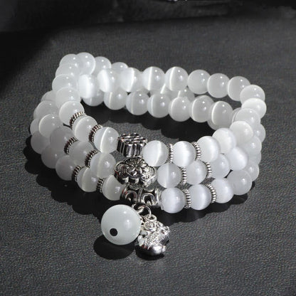 Buddha Stones Cat Eye Pixiu Support Triple Wrap Bracelet